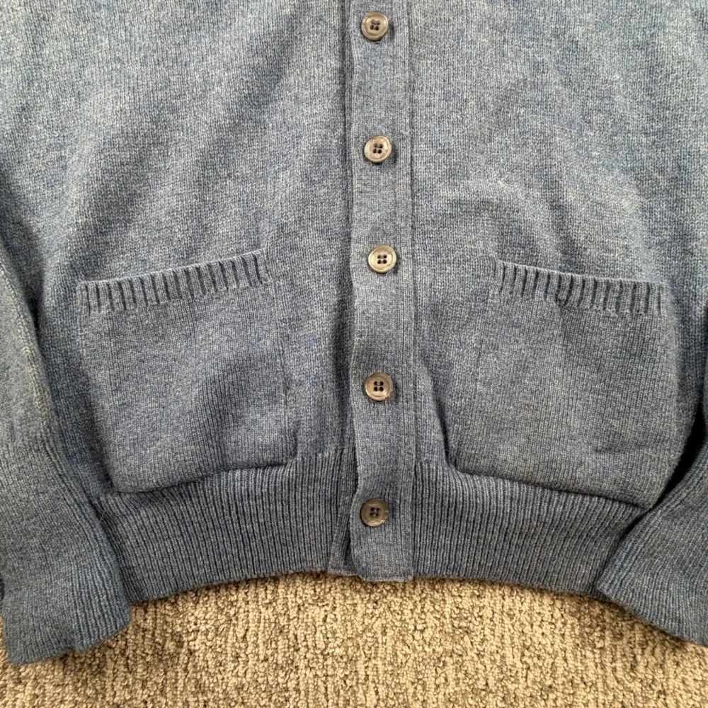 Lord Jeff Cardigan Sweater Men XL Blue Virgin Lambswool Blend V-Neck USA Made